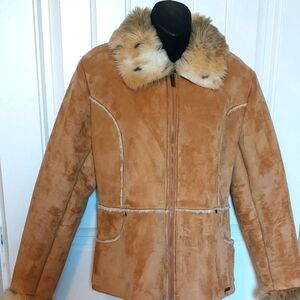 l.e.i. Tan Coat With Fur Trim, Womens, Size M